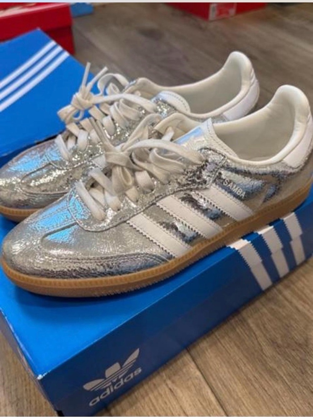 adidas women Samba Metallic Silver Low-Top Sneakers